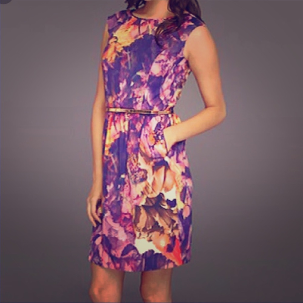 Ellen Tracy purple floral dress size 2